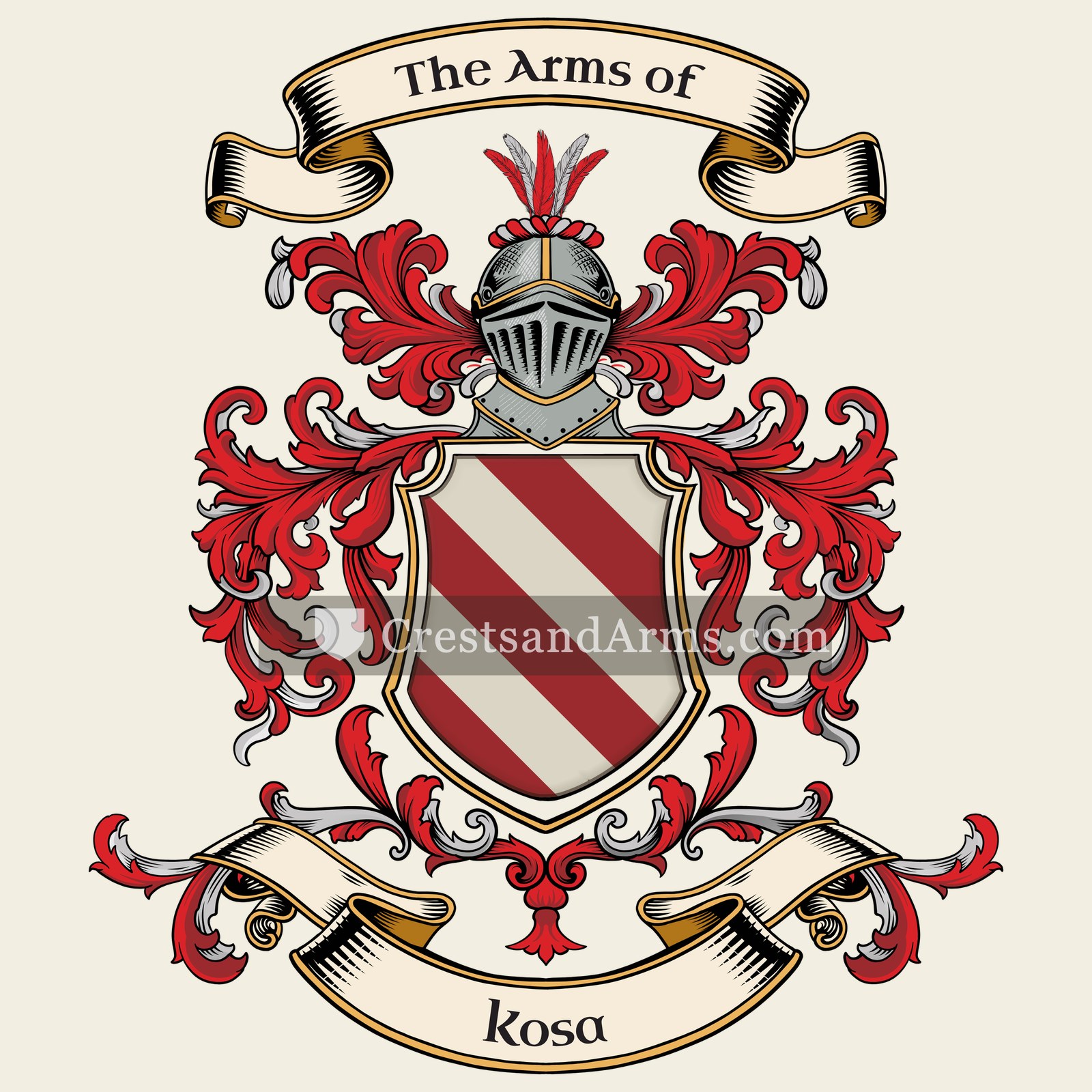 The Kosa coat of arms, drawn from the recorded blazon