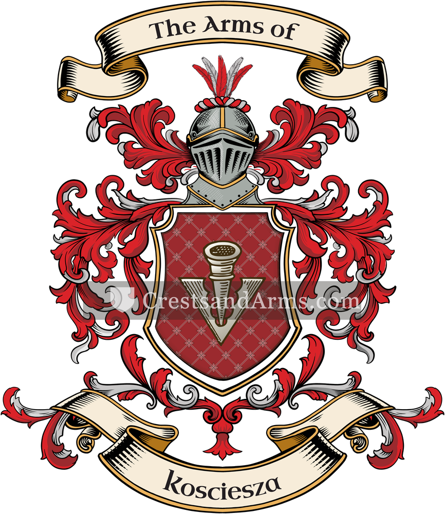 The Kosciesza coat of arms, drawn from the recorded blazon