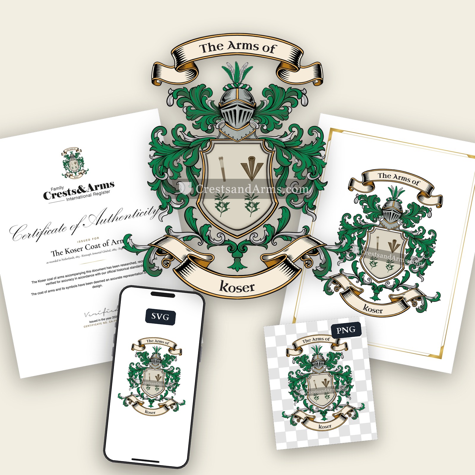 The Koser arms on the coat of arms — digital pack