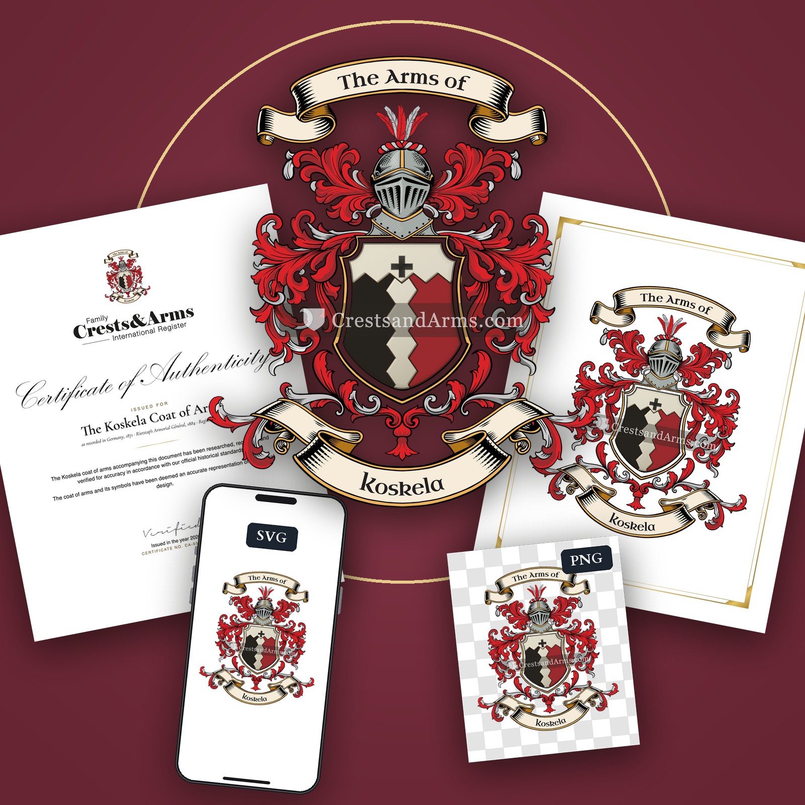 The Koskela arms on the coat of arms — digital pack
