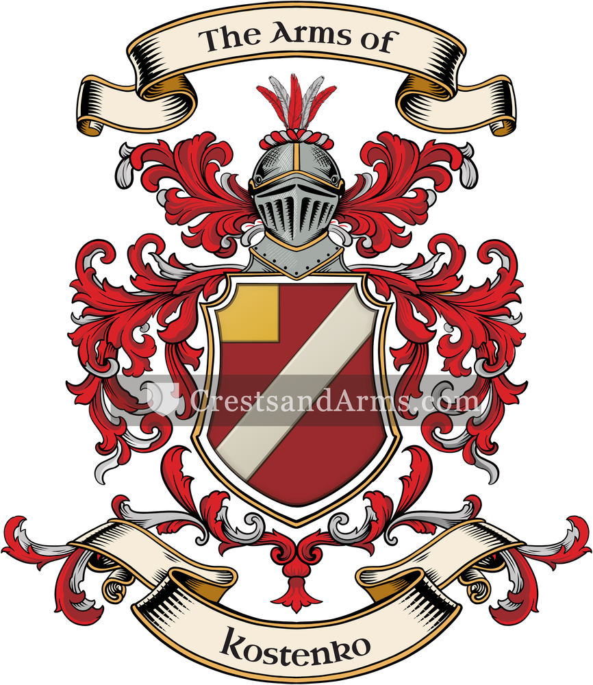 The Kostenko coat of arms, drawn from the recorded blazon