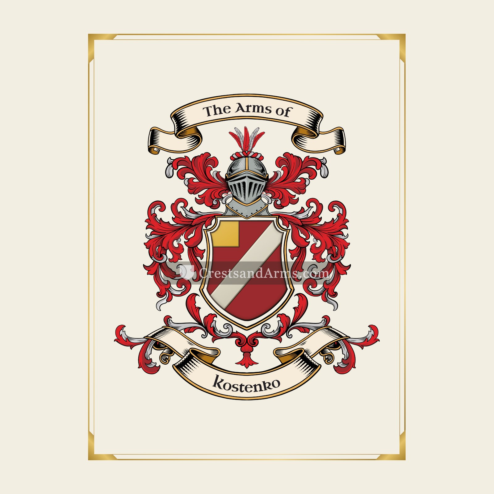 With gold border