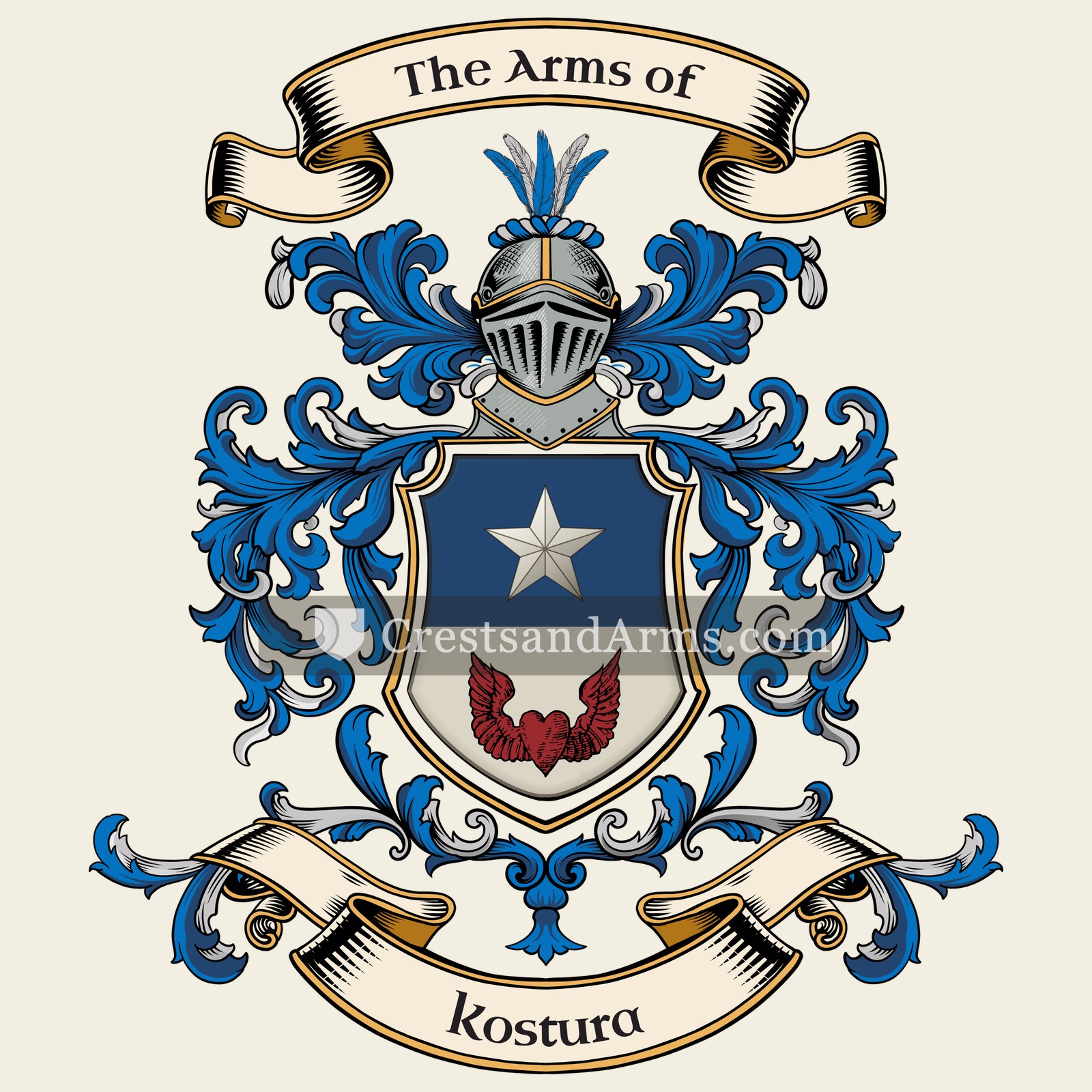 The Kostura coat of arms, drawn from the recorded blazon