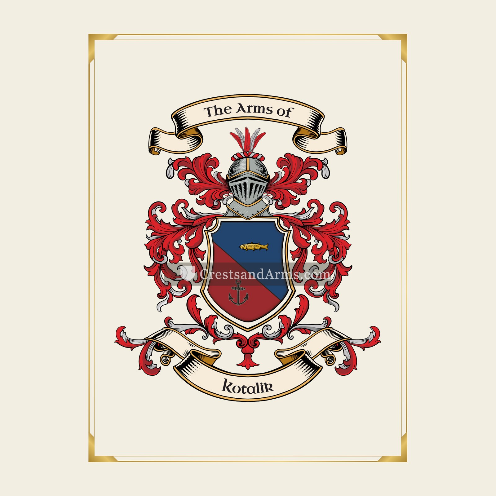 With gold border