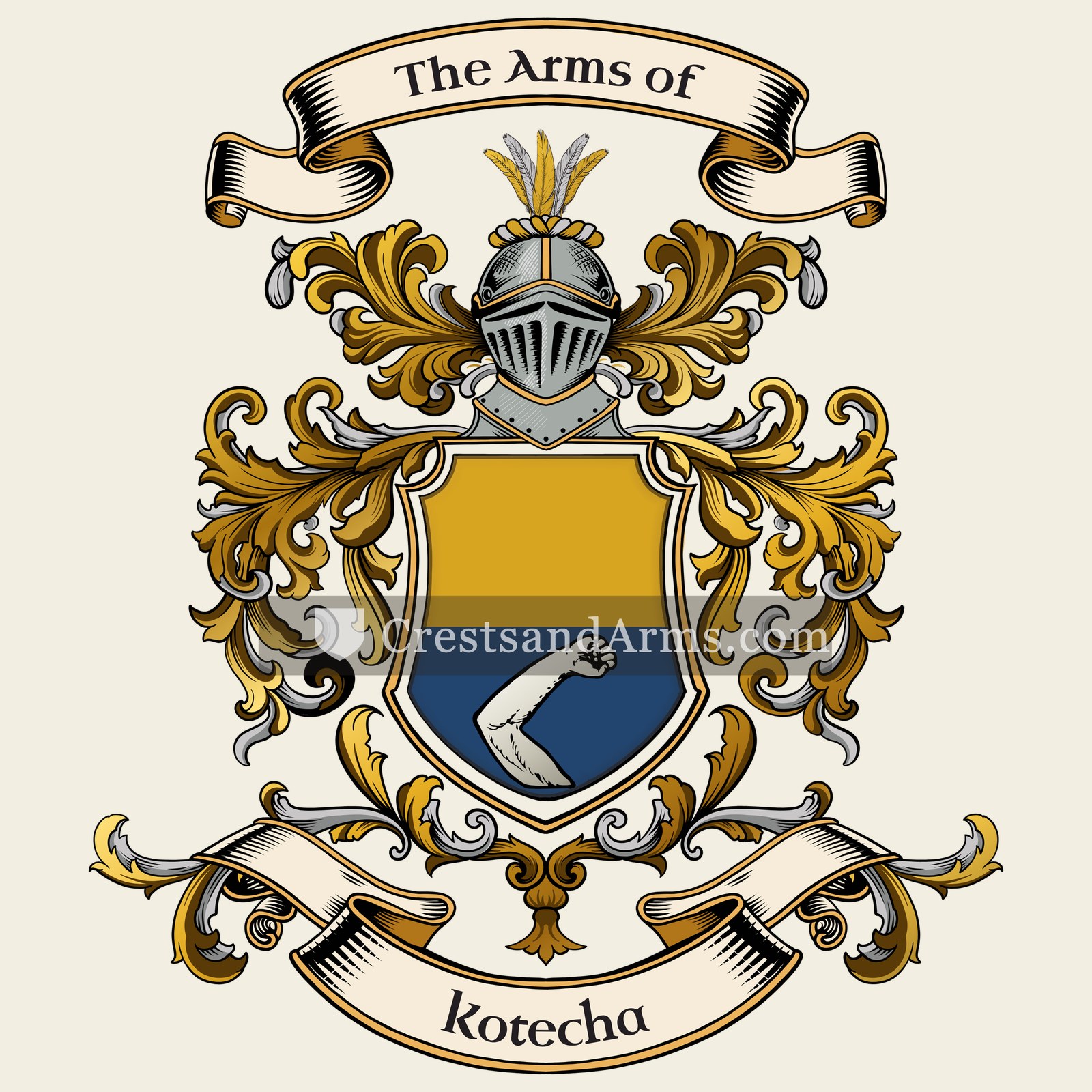 The Kotecha coat of arms, drawn from the recorded blazon