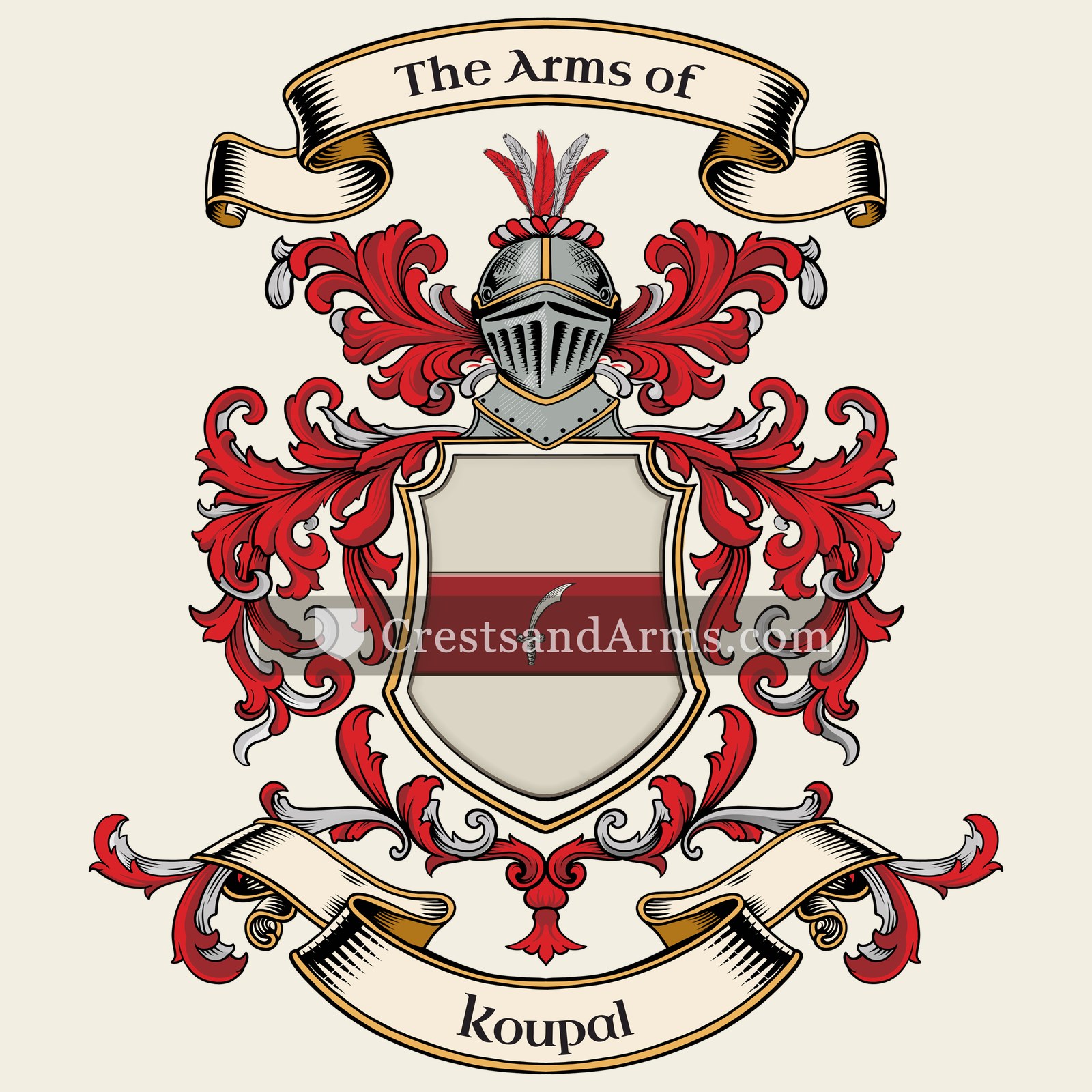 The Koupal coat of arms, drawn from the recorded blazon