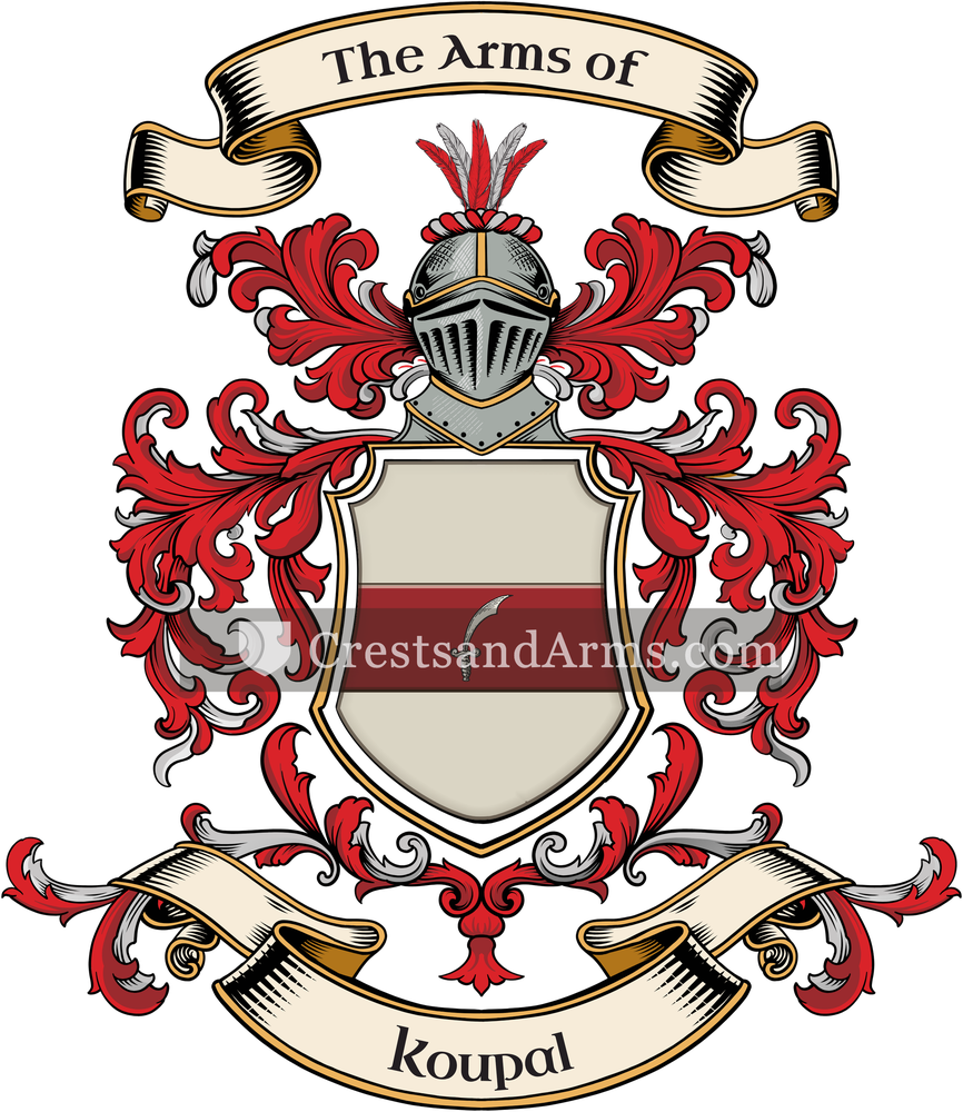 The Koupal coat of arms, drawn from the recorded blazon