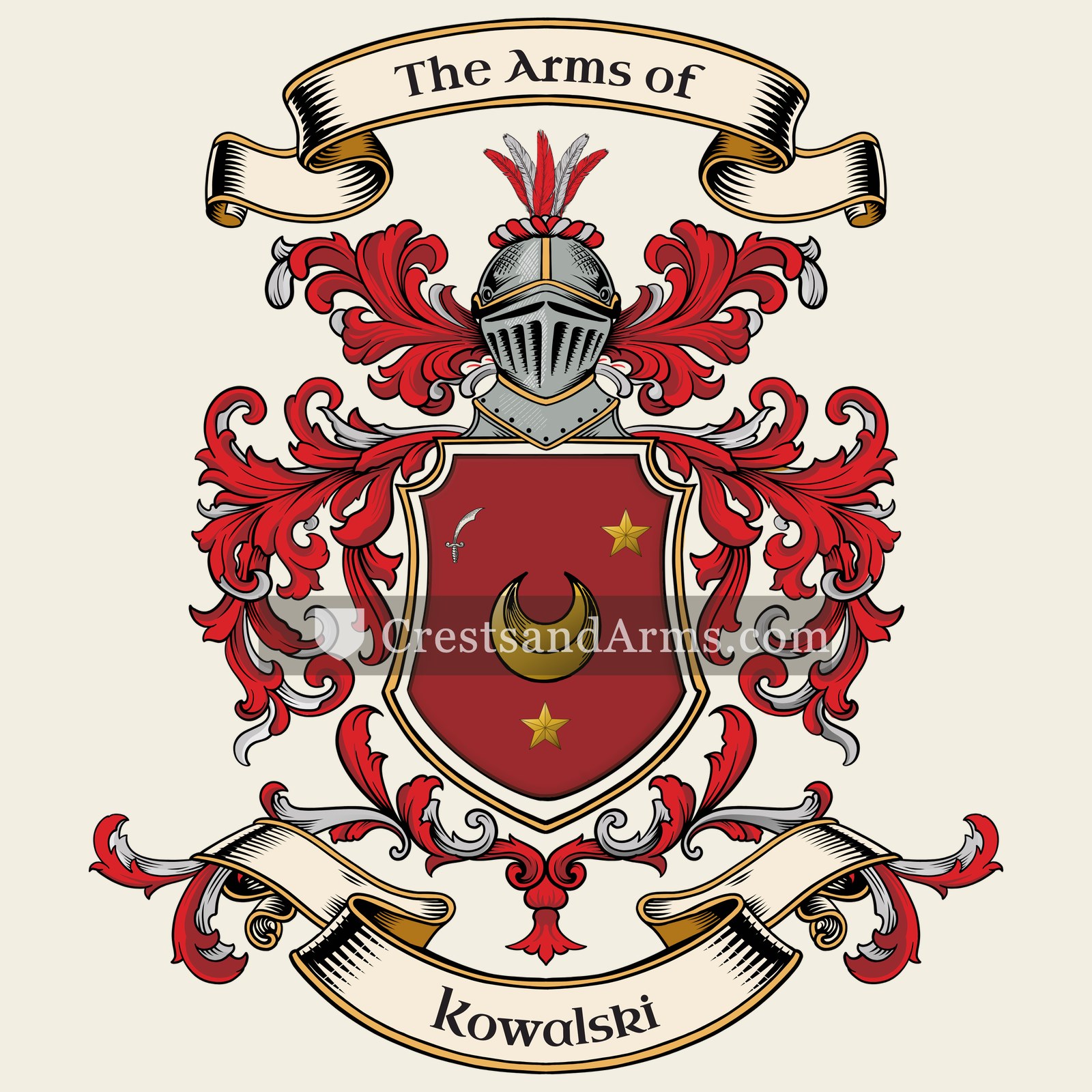 The Kowalski coat of arms, drawn from the recorded blazon