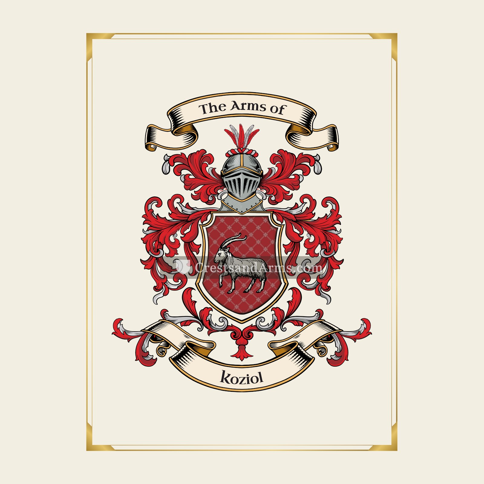 With gold border