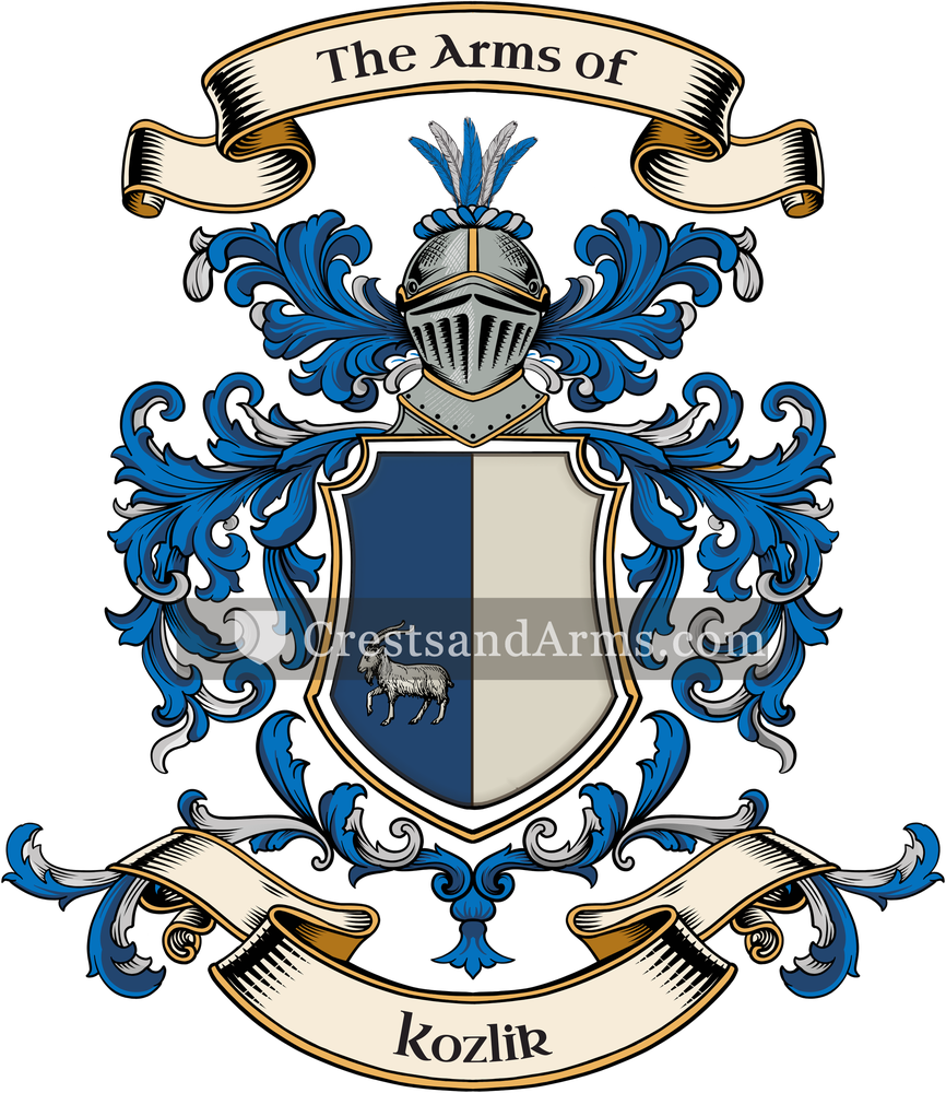 The Kozlik coat of arms, drawn from the recorded blazon