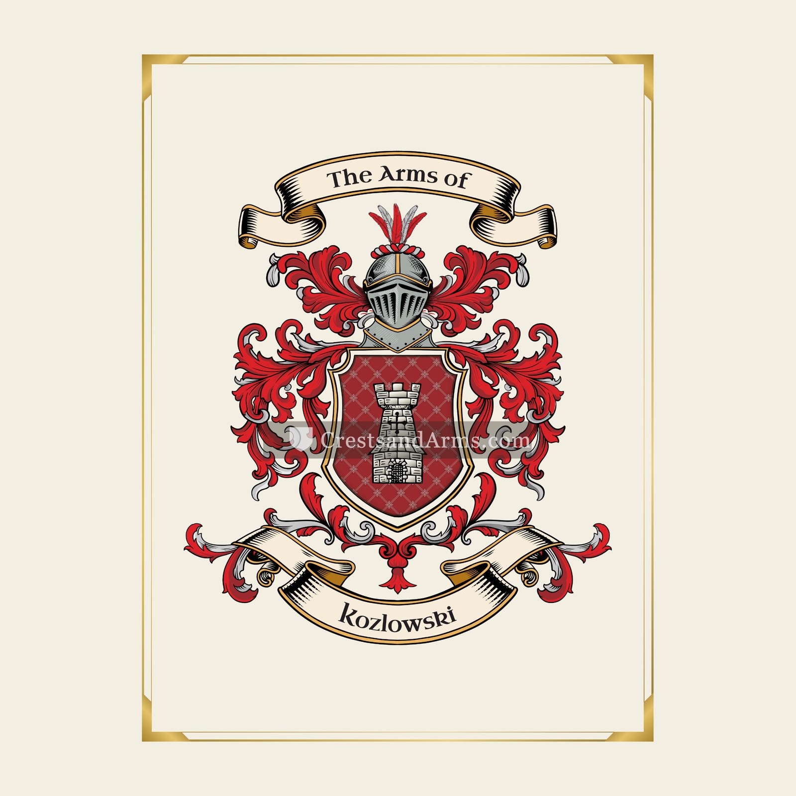 With gold border