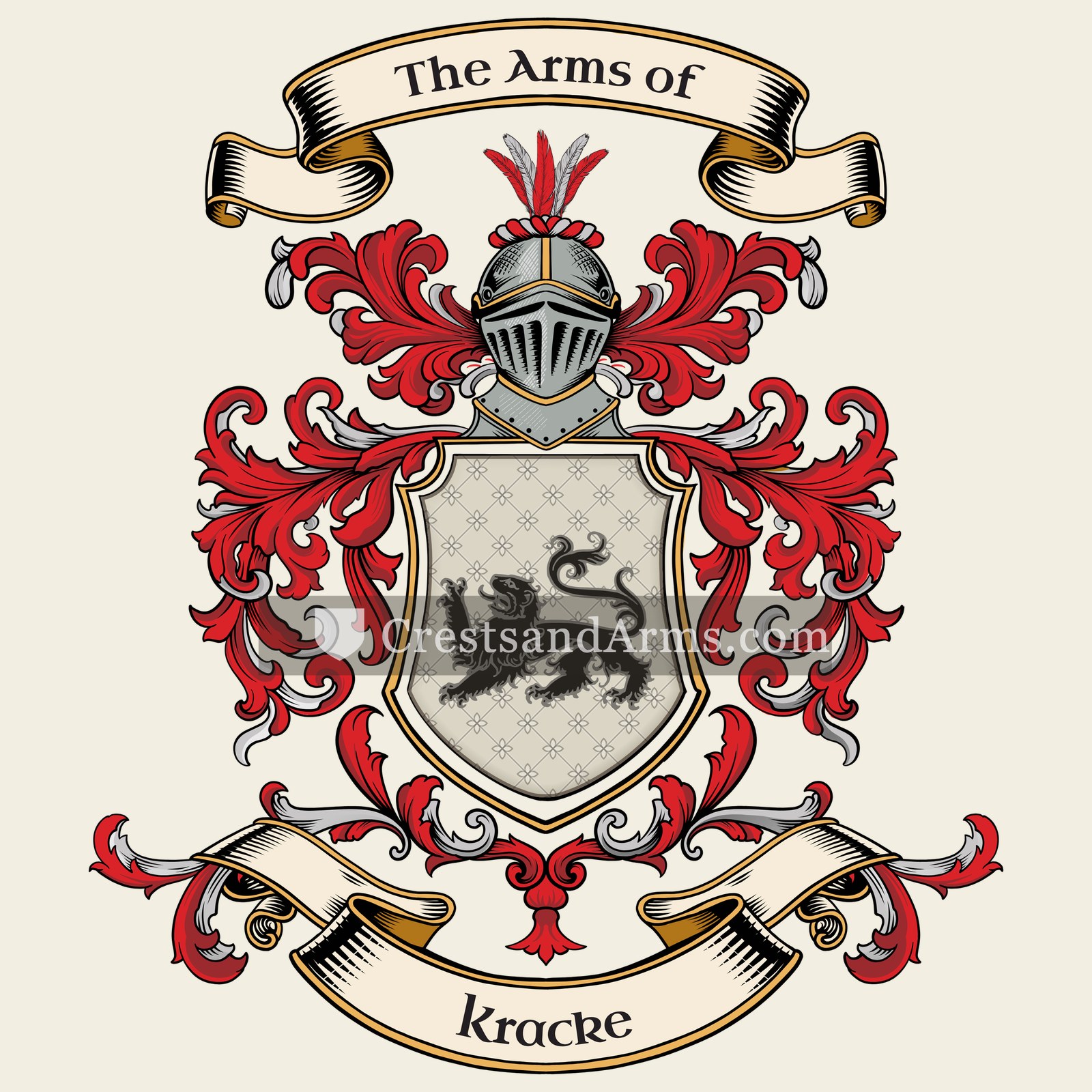 The Kracke coat of arms, drawn from the recorded blazon