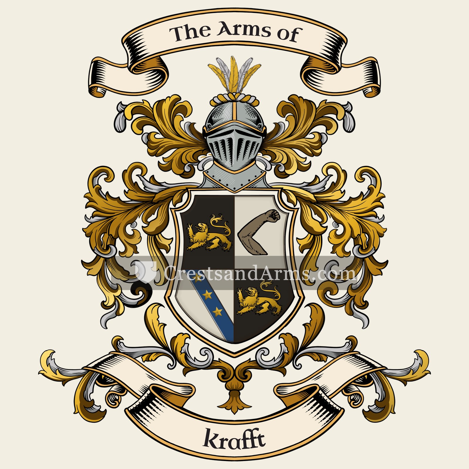 The Krafft coat of arms, drawn from the recorded blazon