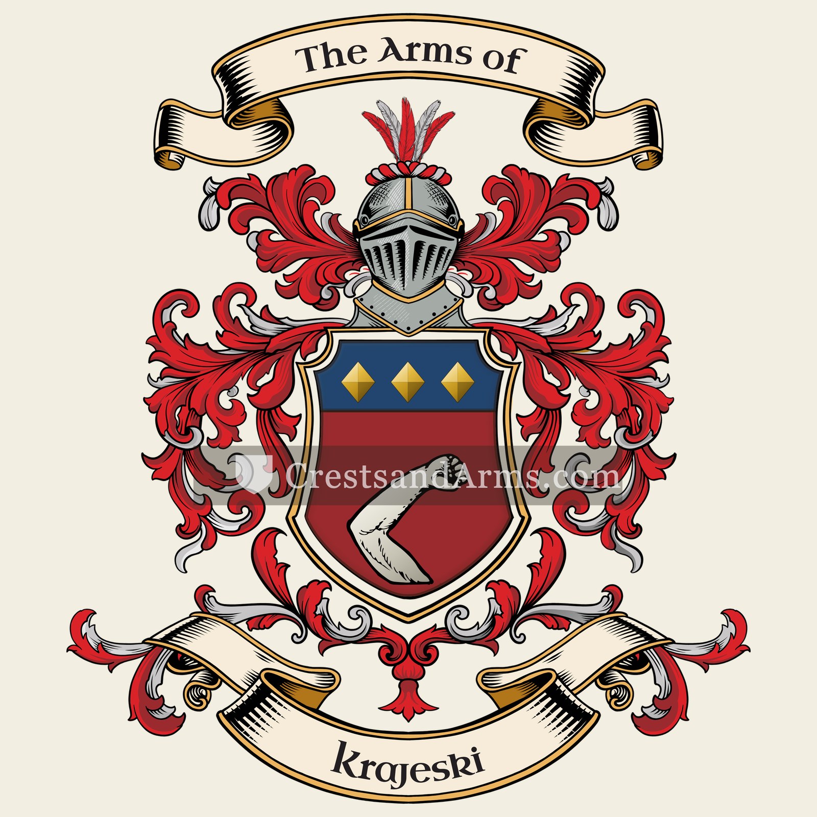 The Krajeski coat of arms, drawn from the recorded blazon