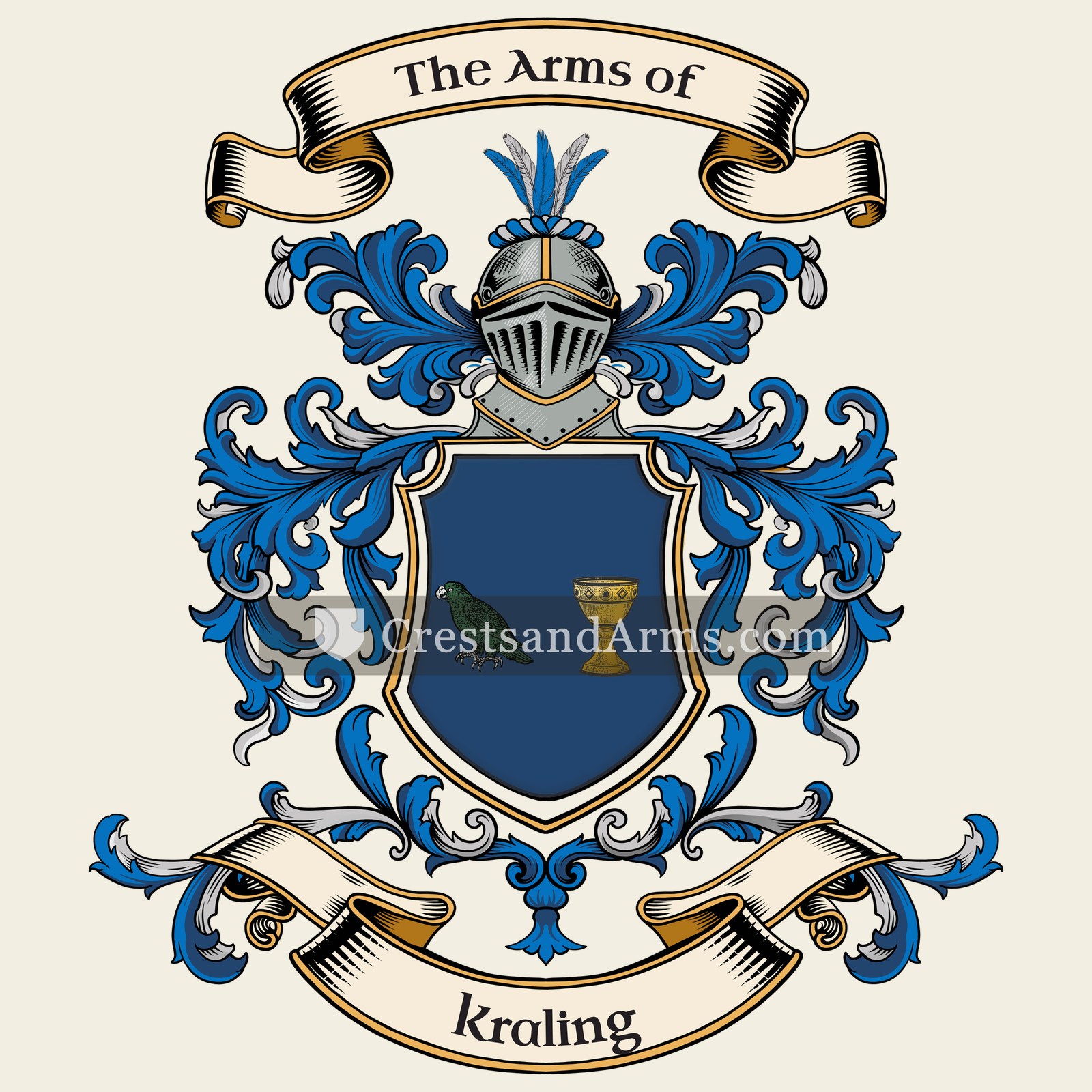 The Kraling coat of arms, drawn from the recorded blazon