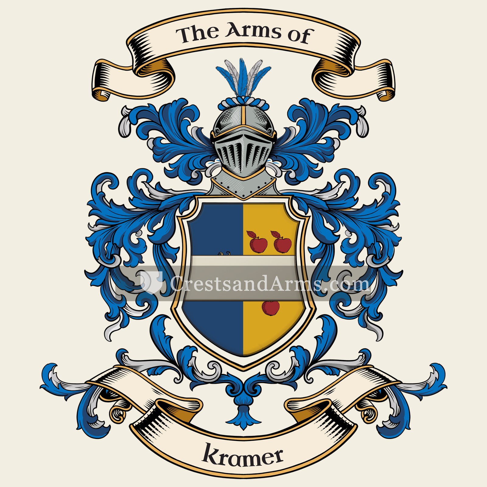 The Kramer coat of arms, drawn from the recorded blazon