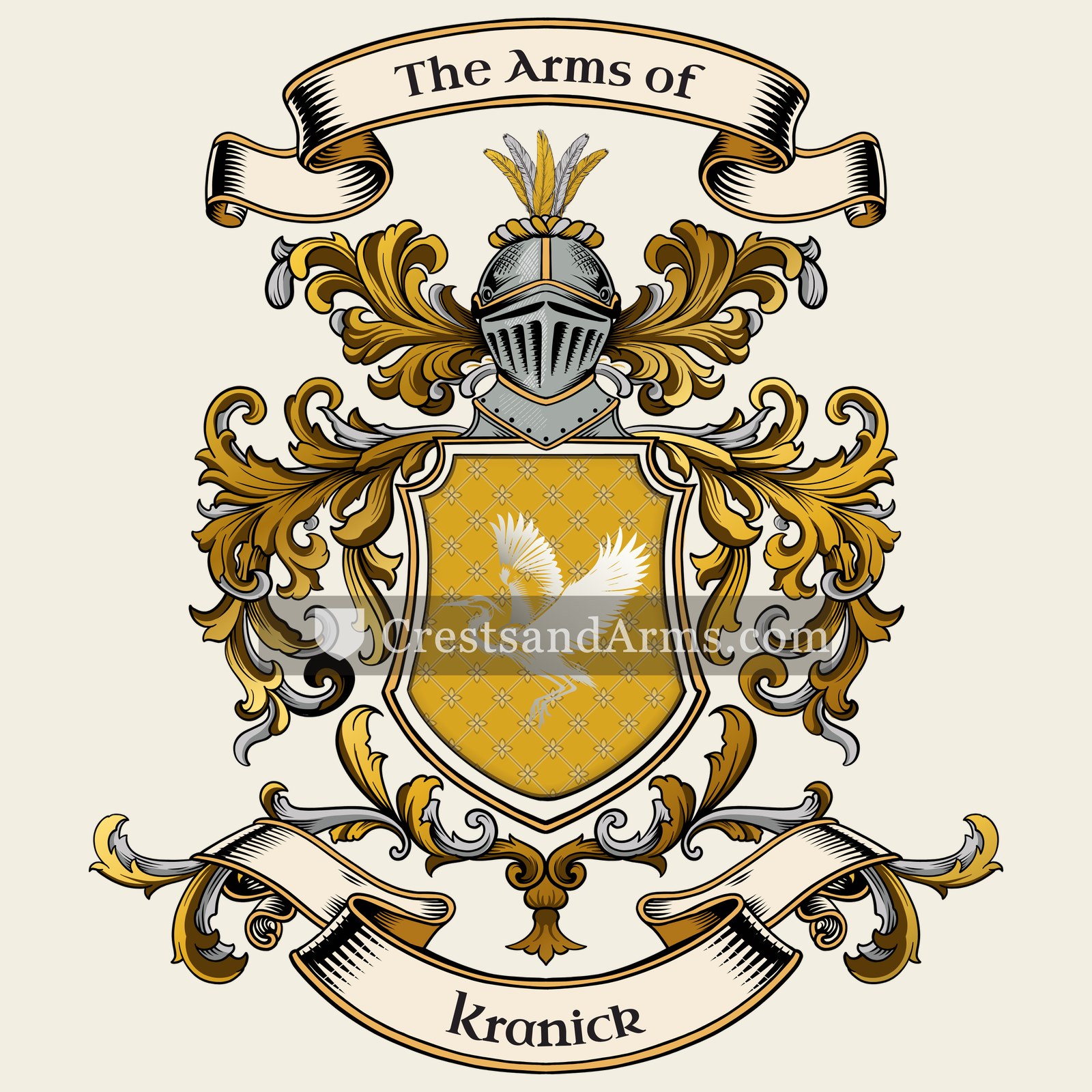 The Kranick coat of arms, drawn from the recorded blazon