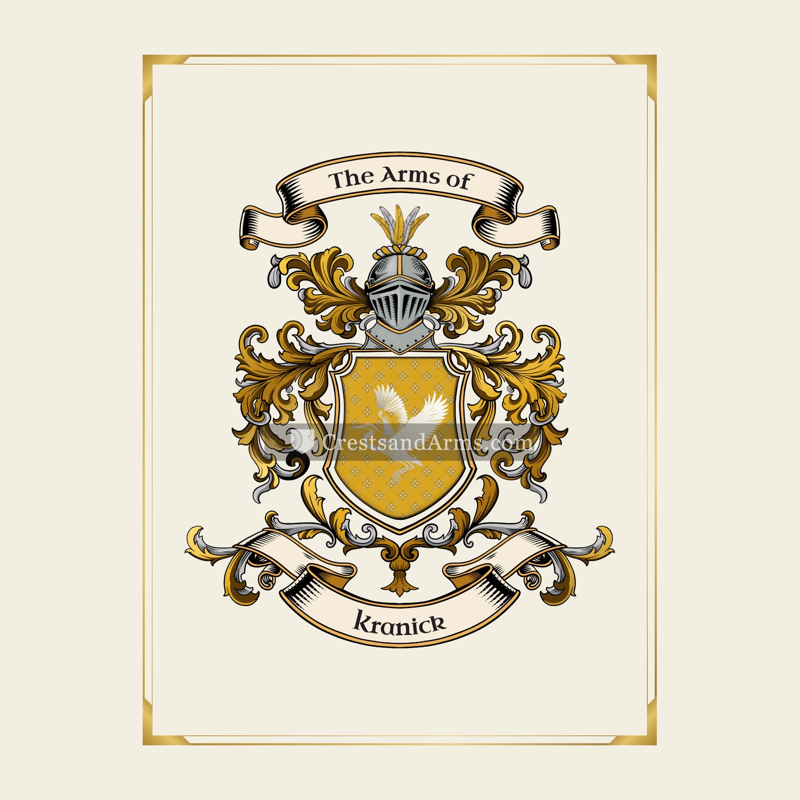 With gold border