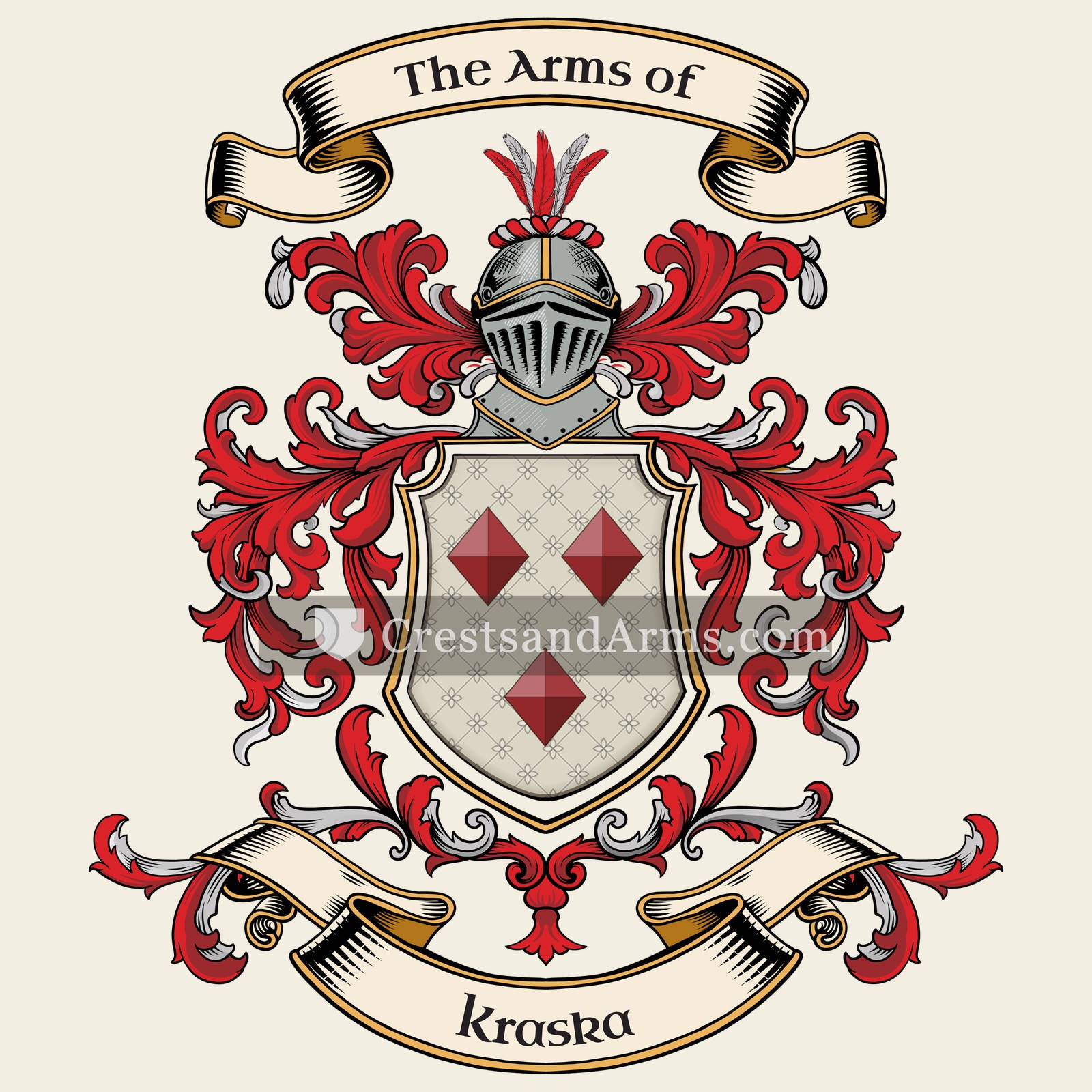 The Kraska coat of arms, drawn from the recorded blazon