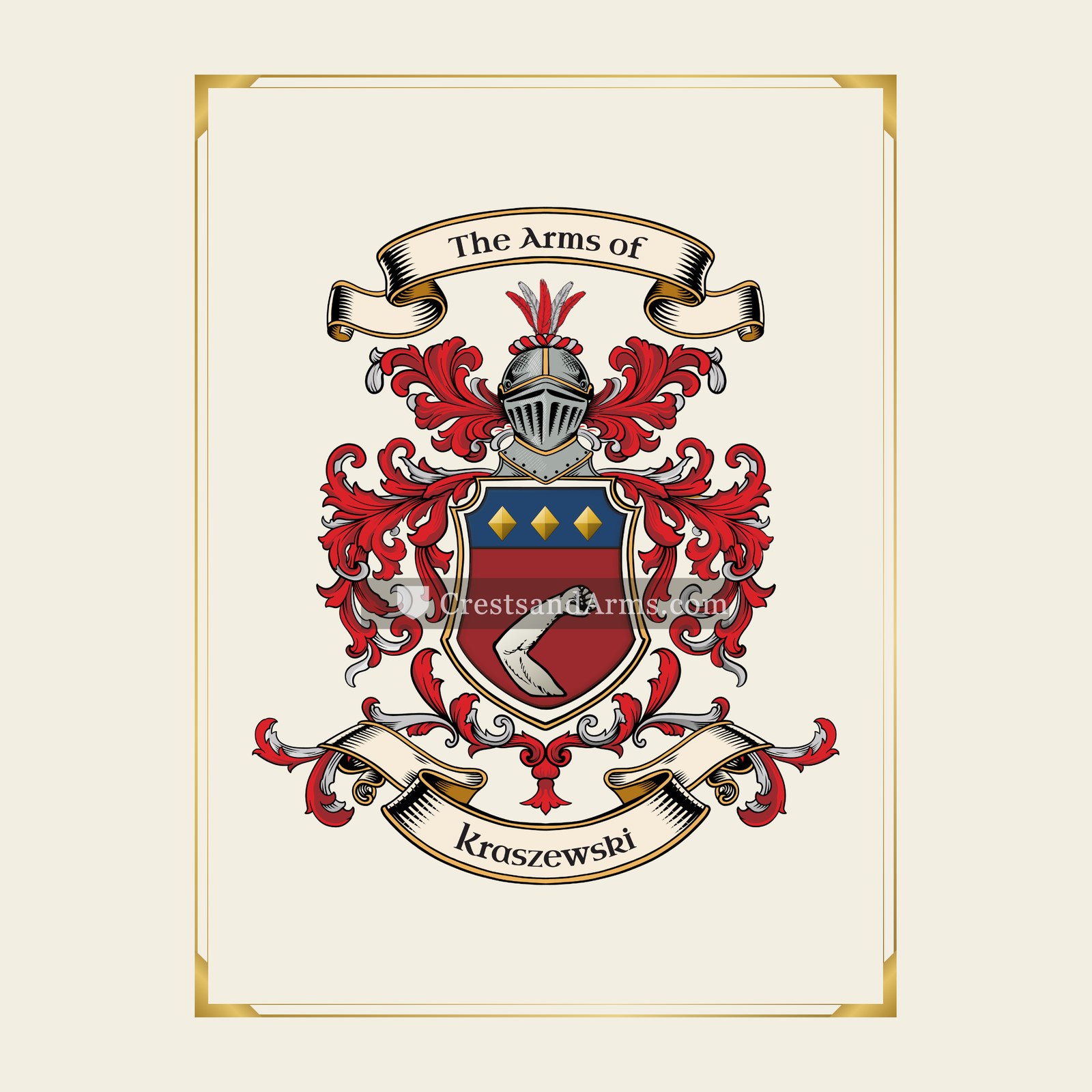 With gold border