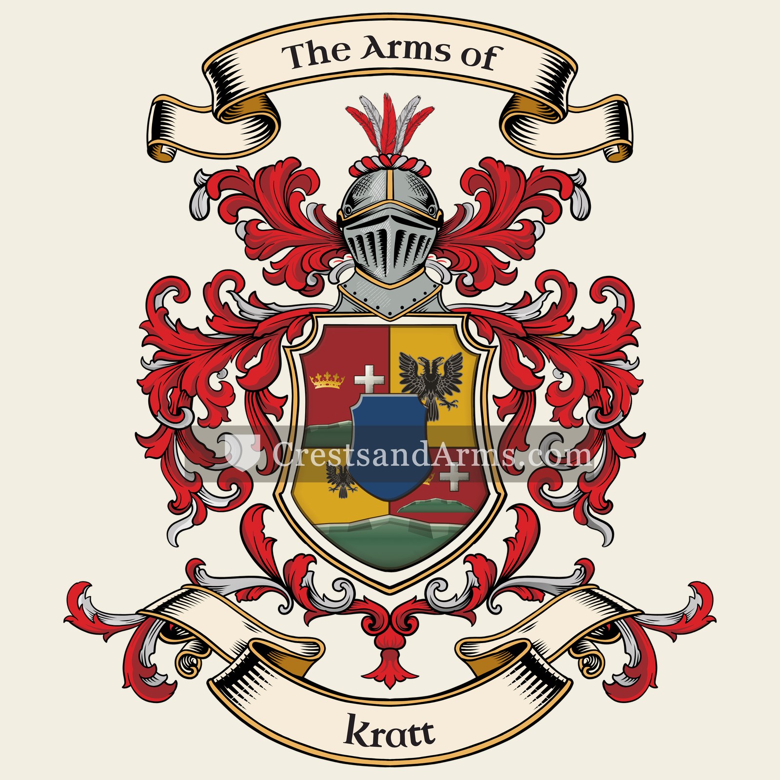 The Kratt coat of arms, drawn from the recorded blazon