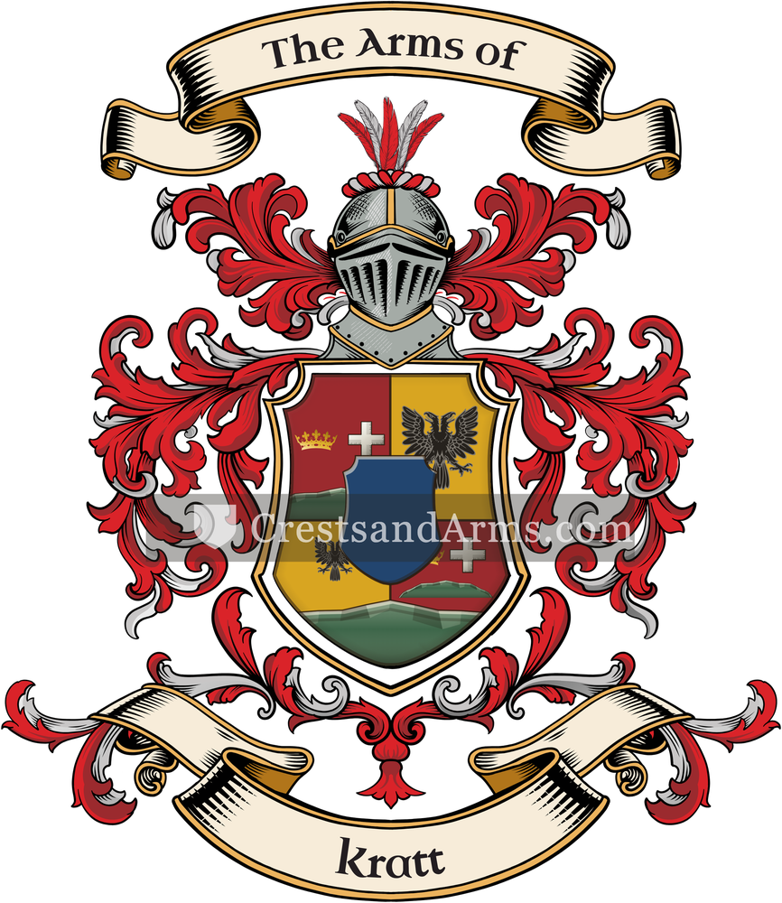 The Kratt coat of arms, drawn from the recorded blazon