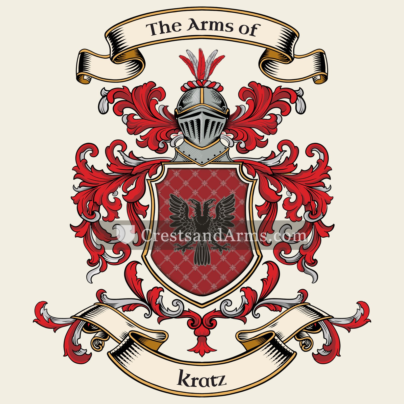 The Kratz coat of arms, drawn from the recorded blazon