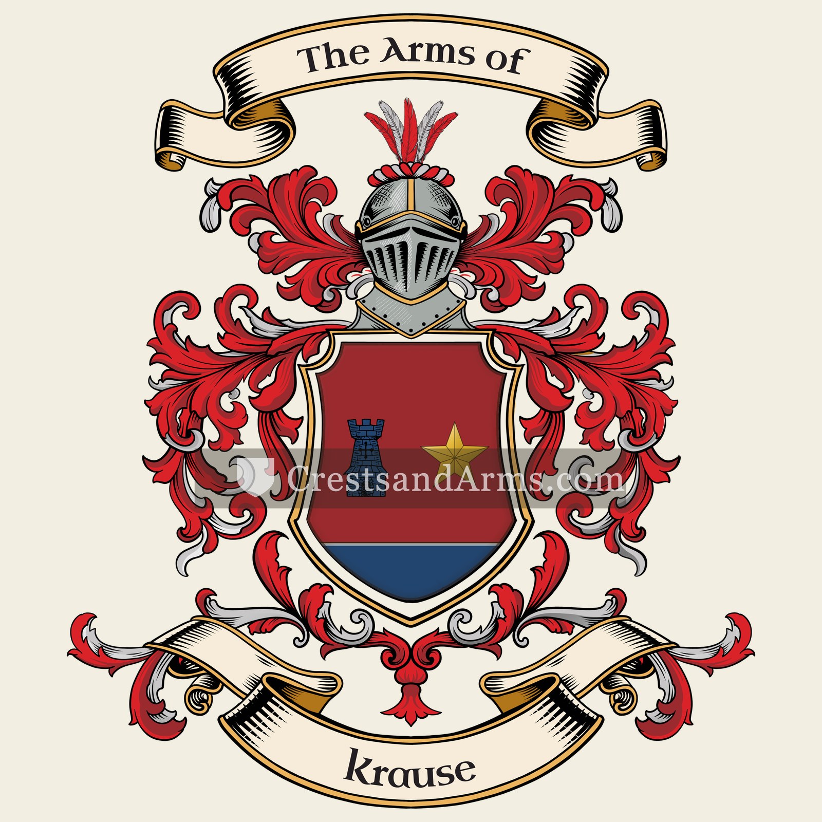 The Krause coat of arms, drawn from the recorded blazon