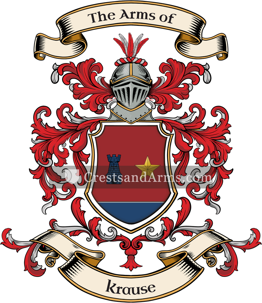 The Krause coat of arms, drawn from the recorded blazon