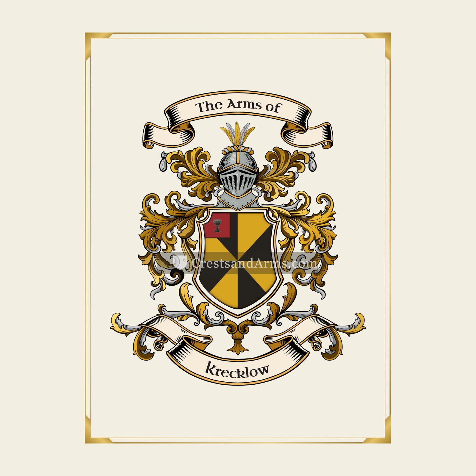 With gold border