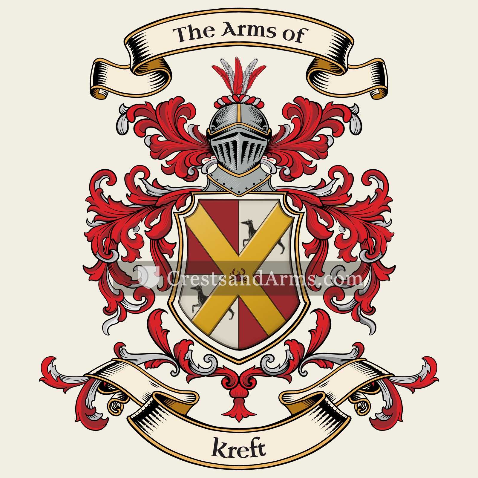 The Kreft coat of arms, drawn from the recorded blazon
