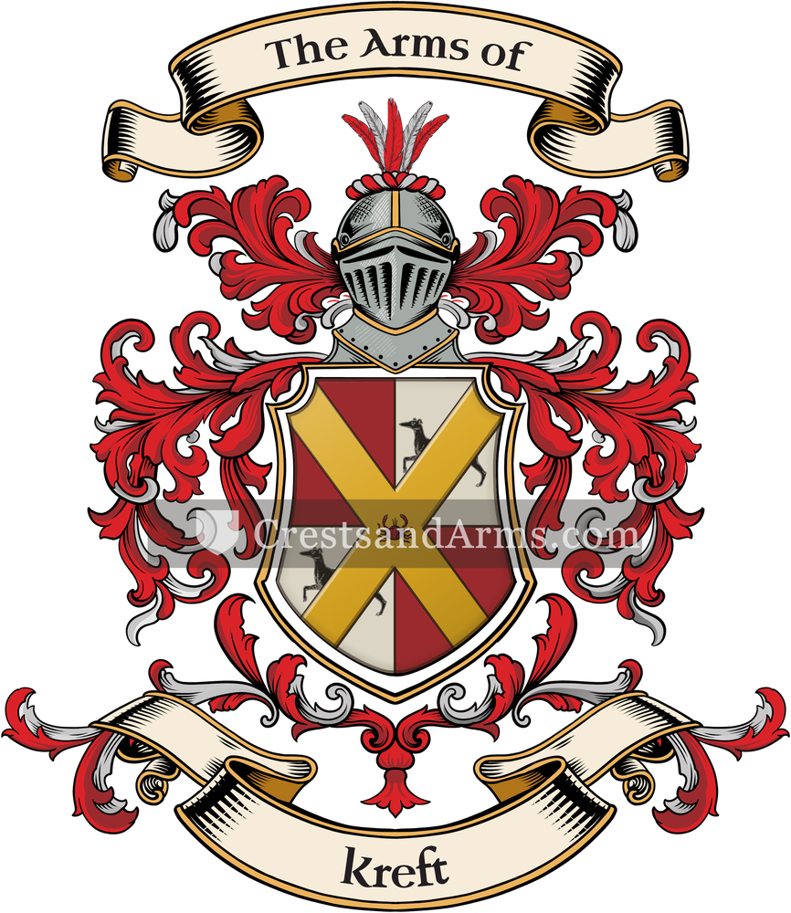 The Kreft coat of arms, drawn from the recorded blazon