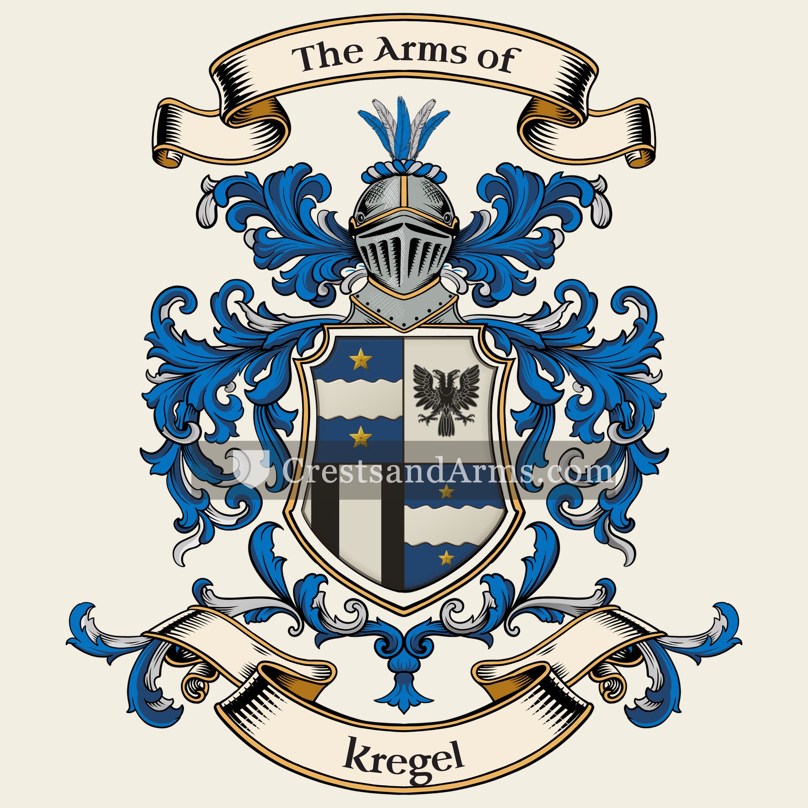 The Kregel coat of arms, drawn from the recorded blazon