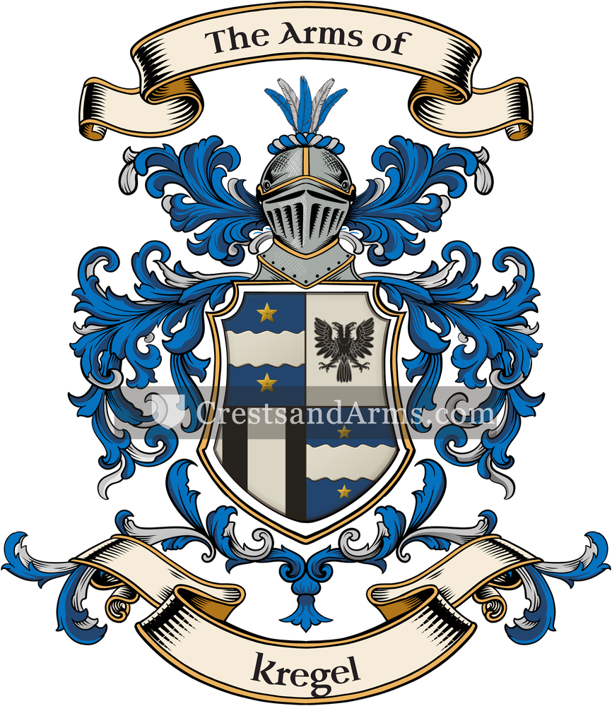 The Kregel coat of arms, drawn from the recorded blazon