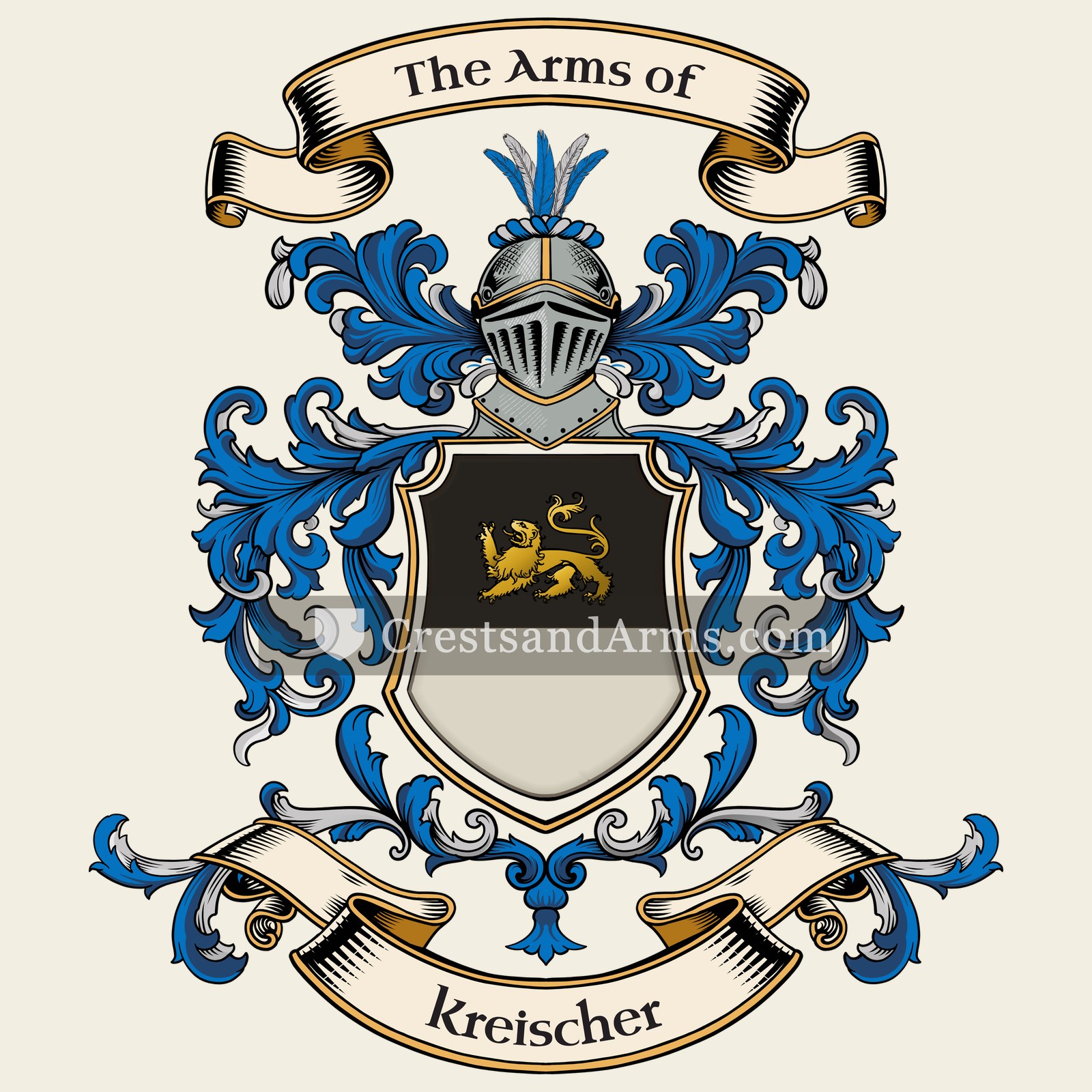 The Kreischer coat of arms, drawn from the recorded blazon