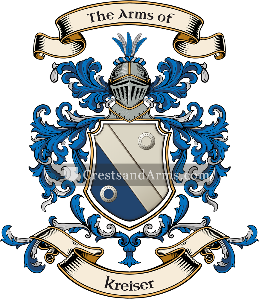 The Kreiser coat of arms, drawn from the recorded blazon