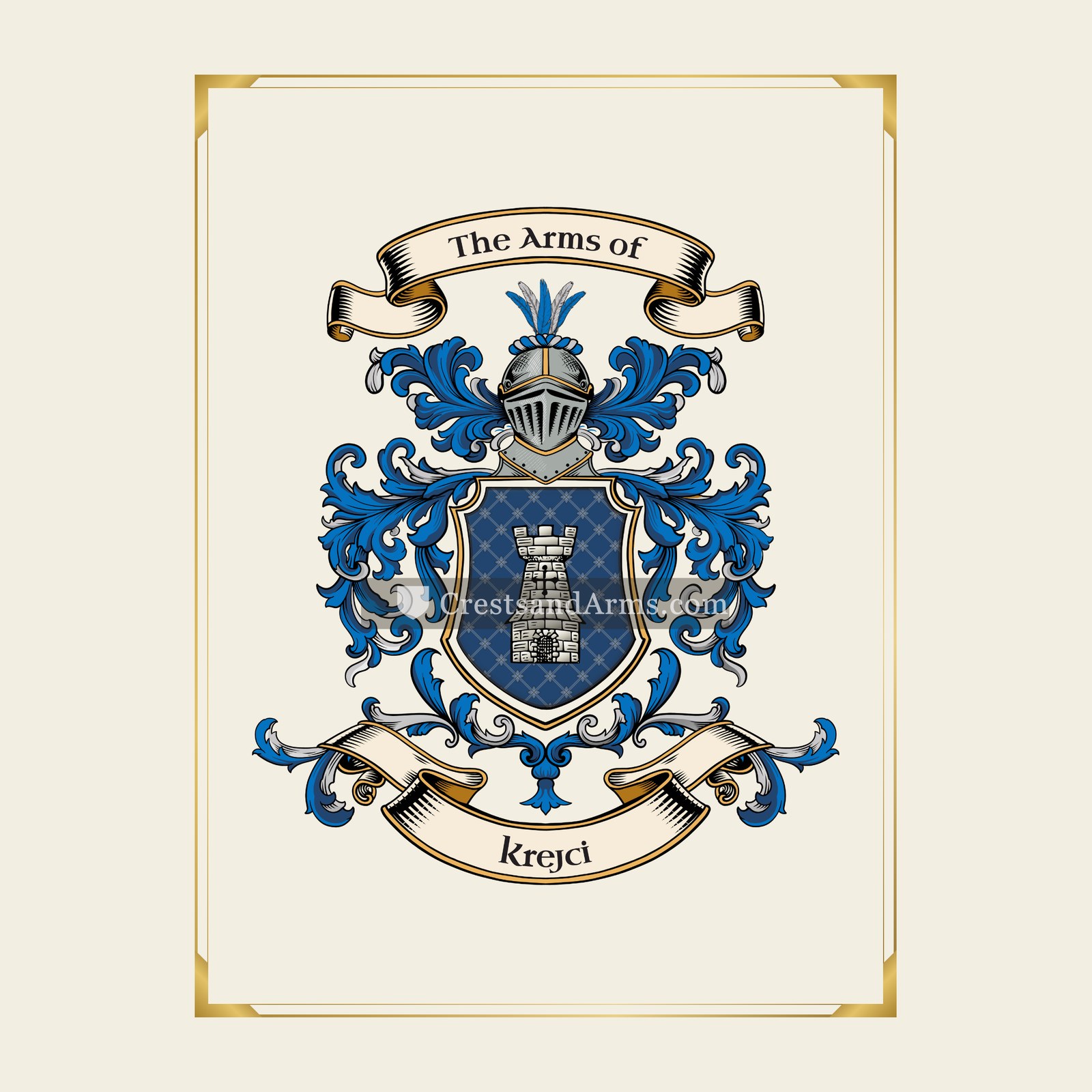 With gold border