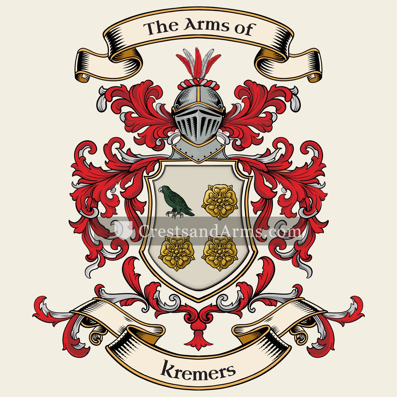 The Kremers coat of arms, drawn from the recorded blazon