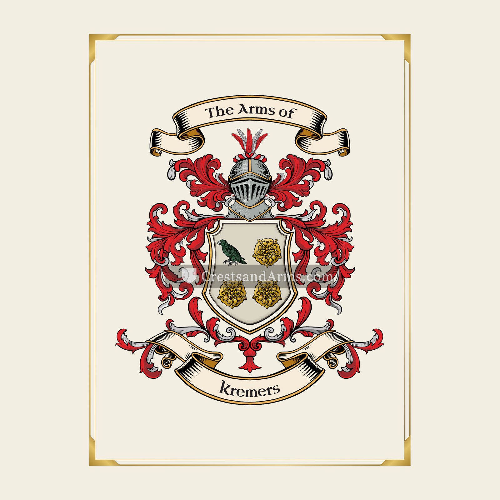 With gold border