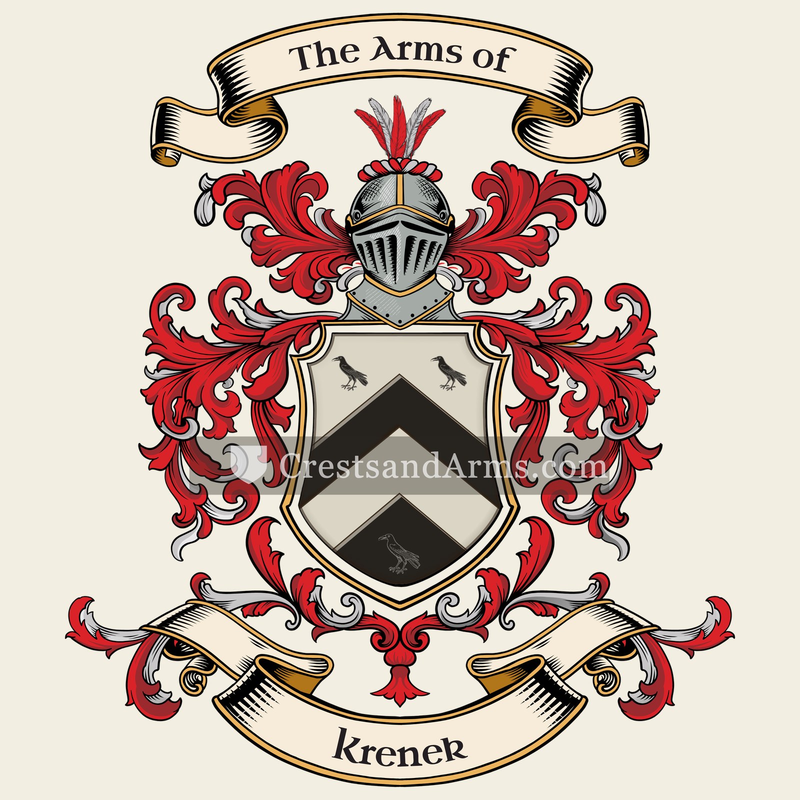The Krenek coat of arms, drawn from the recorded blazon