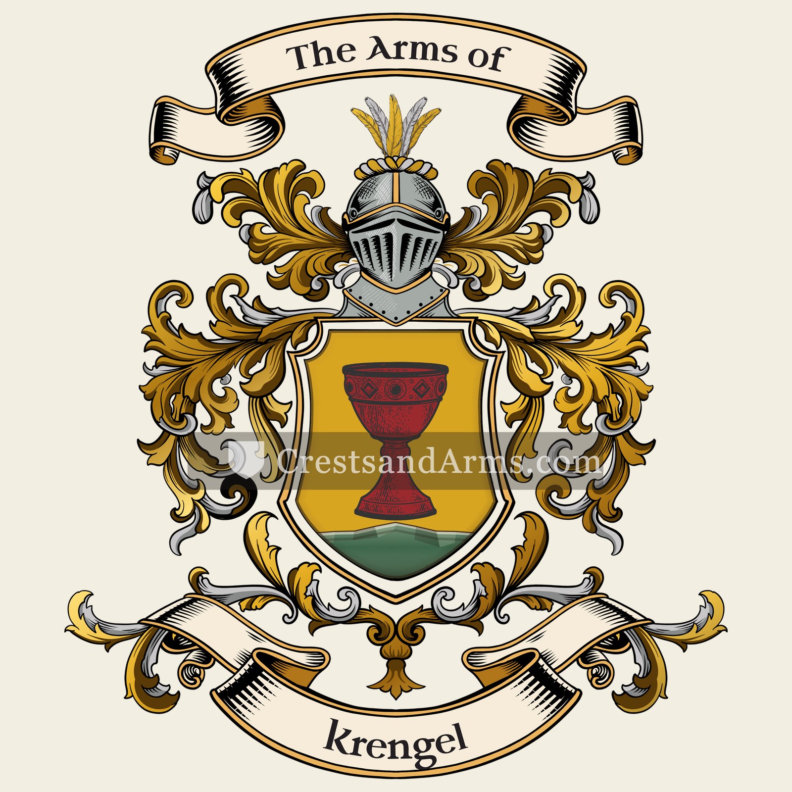 The Krengel coat of arms, drawn from the recorded blazon