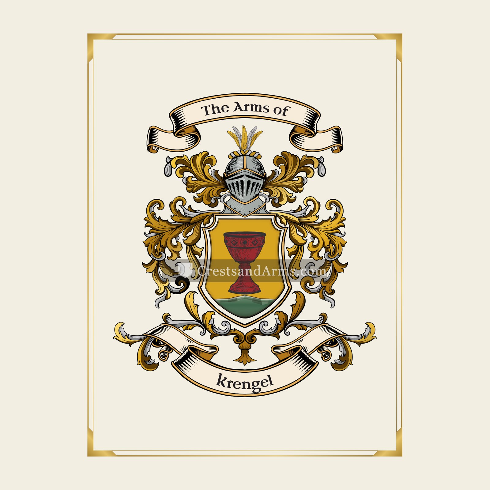 With gold border