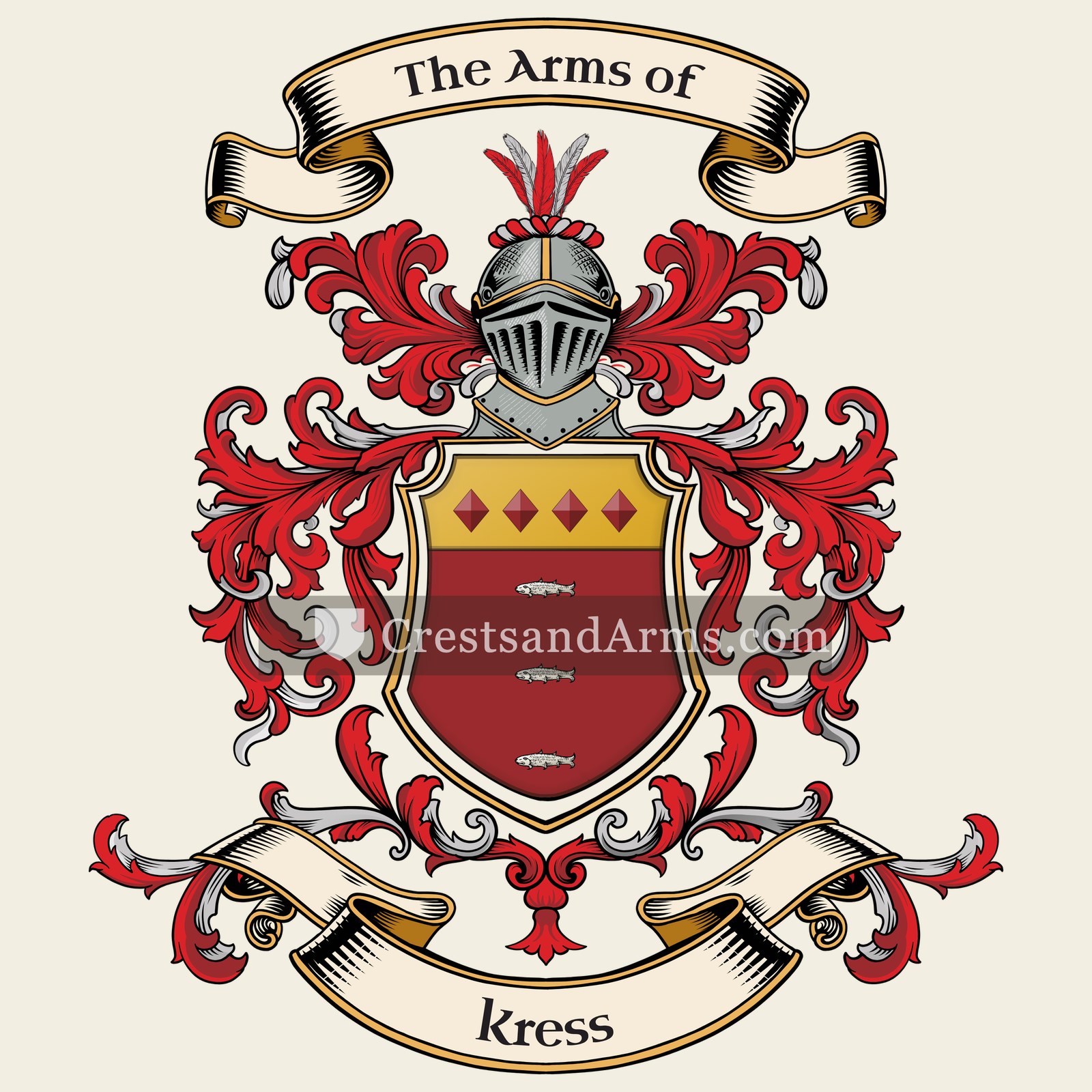 The Kress coat of arms, drawn from the recorded blazon