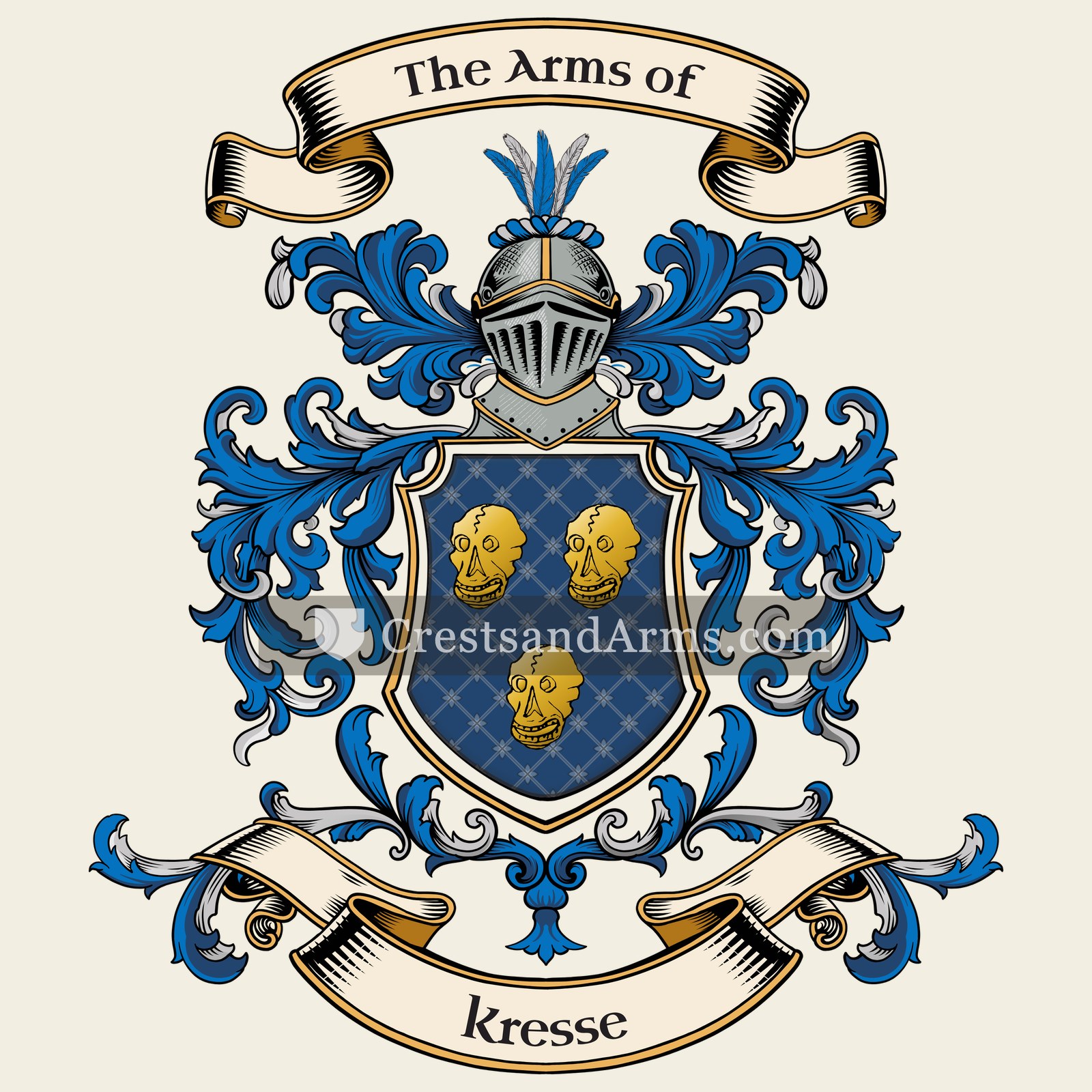 The Kresse coat of arms, drawn from the recorded blazon