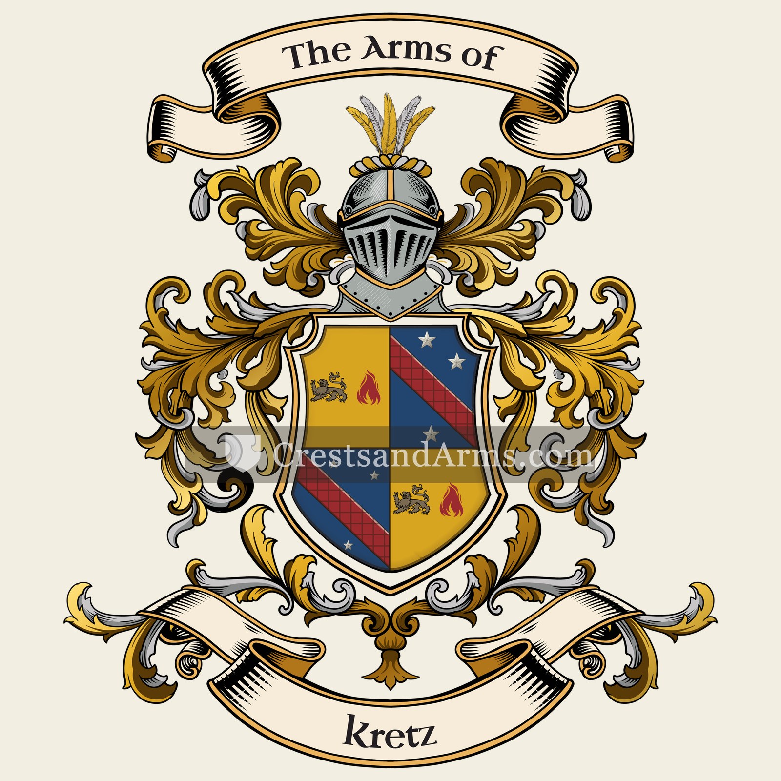 The Kretz coat of arms, drawn from the recorded blazon