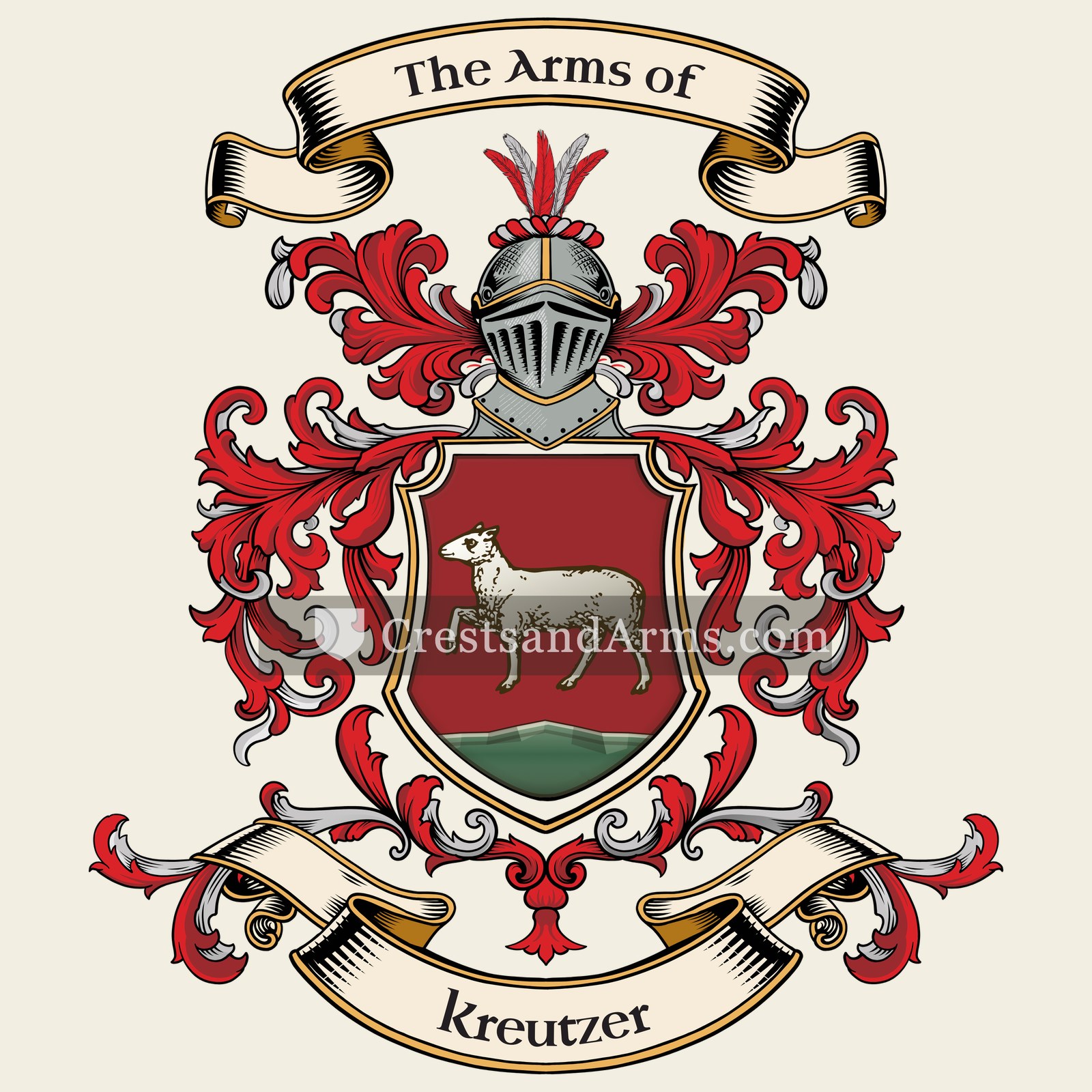 The Kreutzer coat of arms, drawn from the recorded blazon