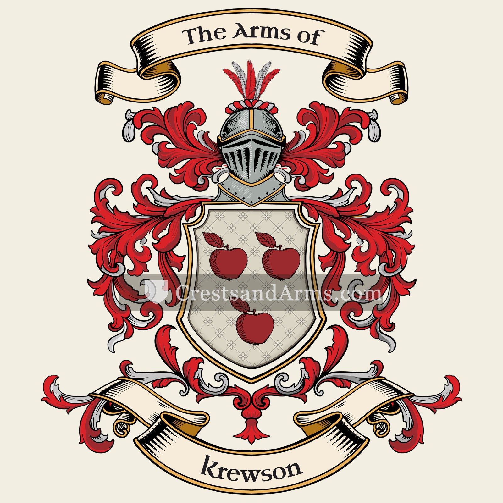 The Krewson coat of arms, drawn from the recorded blazon