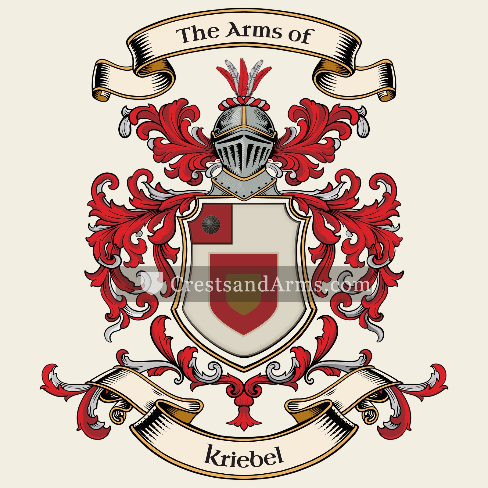 The Kriebel coat of arms, drawn from the recorded blazon