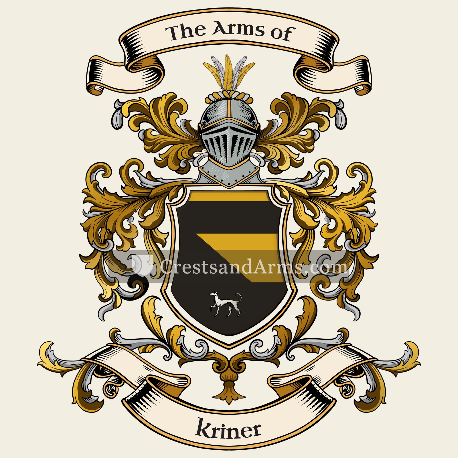 The Kriner coat of arms, drawn from the recorded blazon