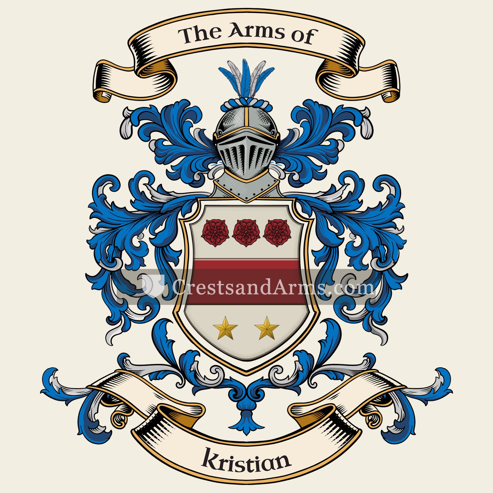 The Kristian coat of arms, drawn from the recorded blazon
